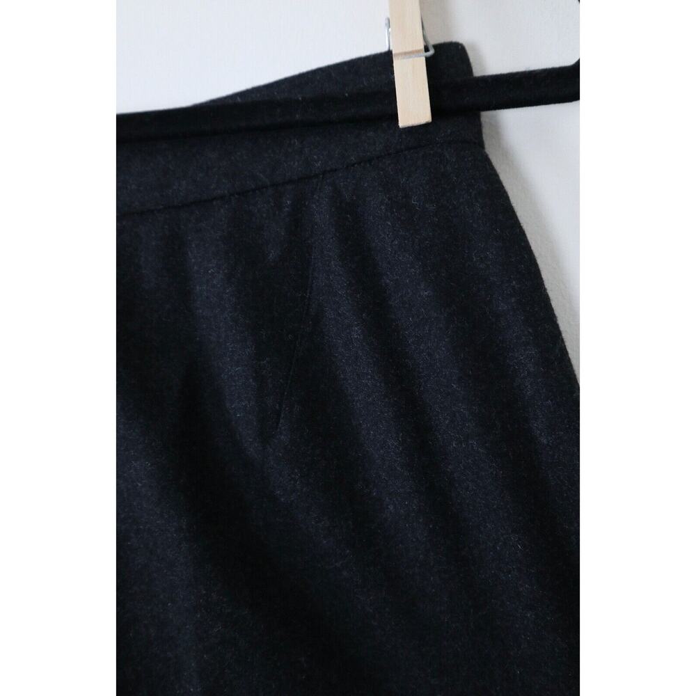 Vintage 1990s Chanel High Waisted Flat Front Wool Trousers Charcoal Gray - Picture 9 of 11